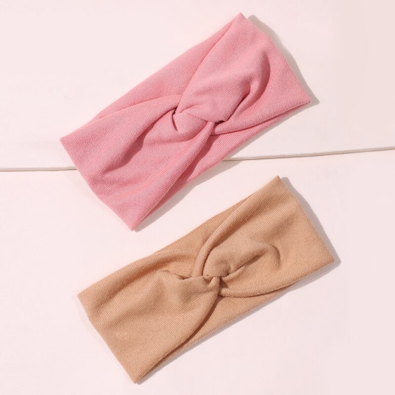 

2pcs Knot Decor Solid Headband, Multicolor