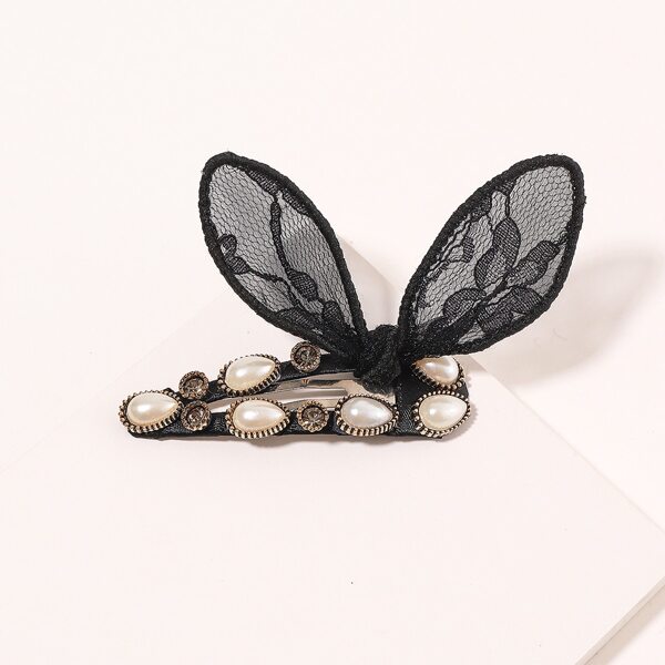 

Faux Pearl Decor Hair Clip, Black