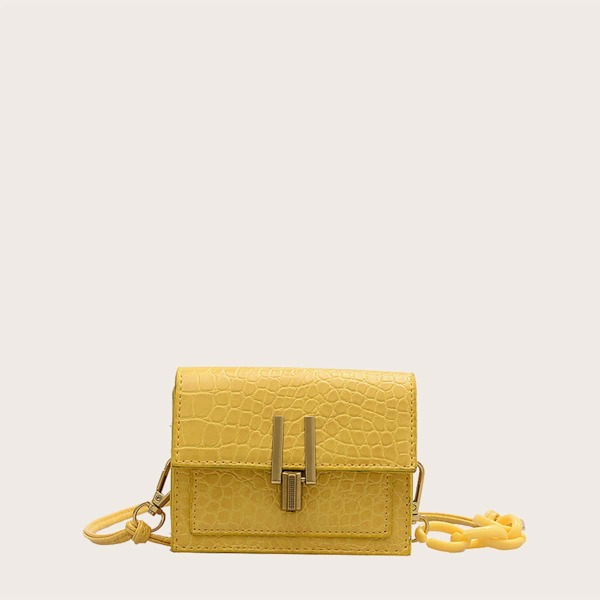 

Girls Croc Embossed Flap Crossbody Bag, Yellow