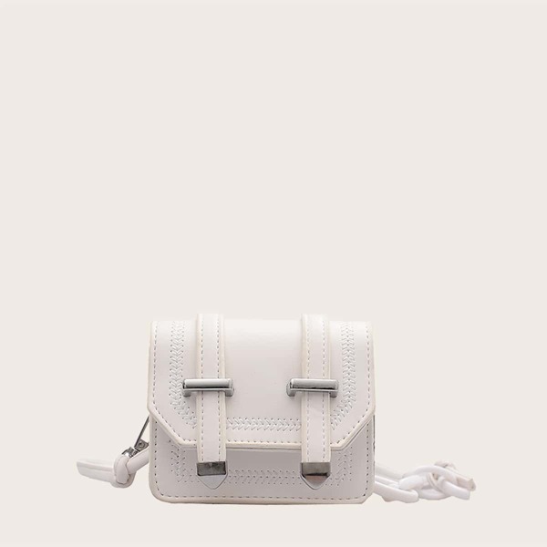 

Kids Stitch Trim Flap Crossbody Bag, White