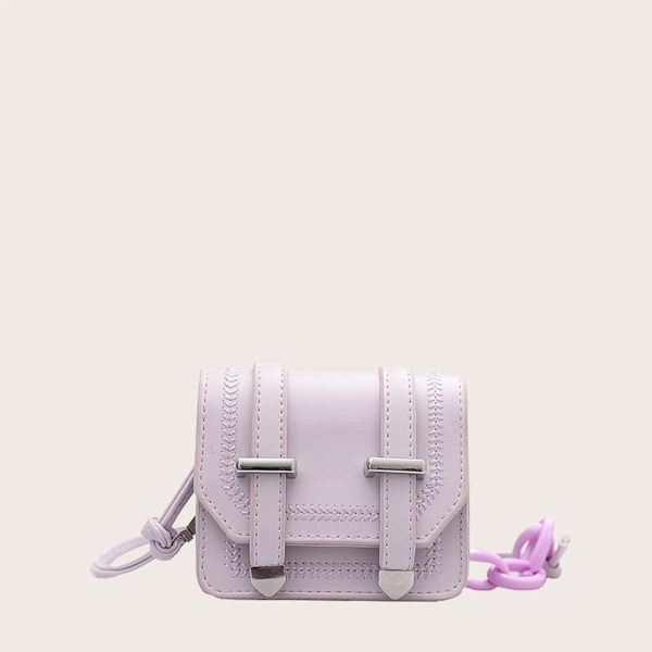 

Kids Stitch Trim Flap Crossbody Bag, Purple