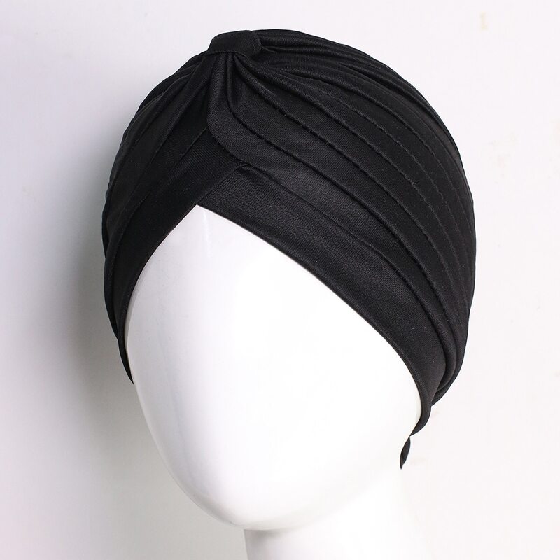 

Solid Layered Turban Hat, Black