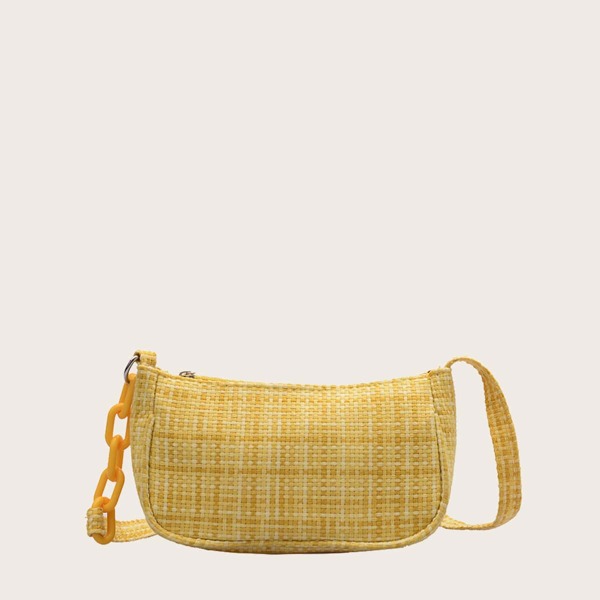 

Girls Braided Baguette Bag, Yellow