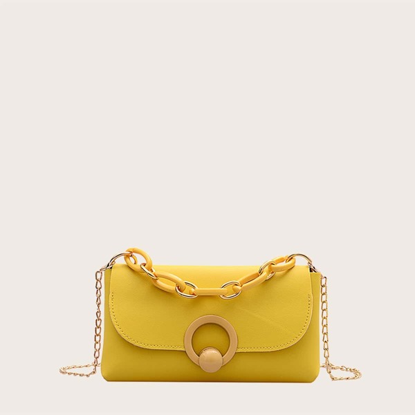 

Girls Minimalist Flap Satchel Bag, Yellow