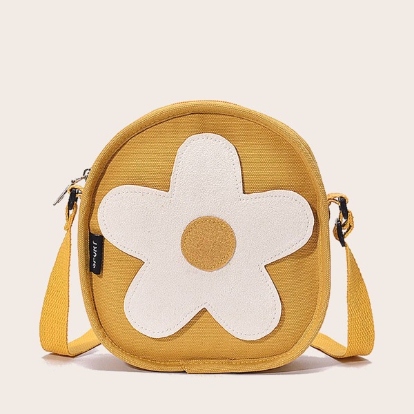 

Girls Floral Appliques Crossbody Bag, Yellow