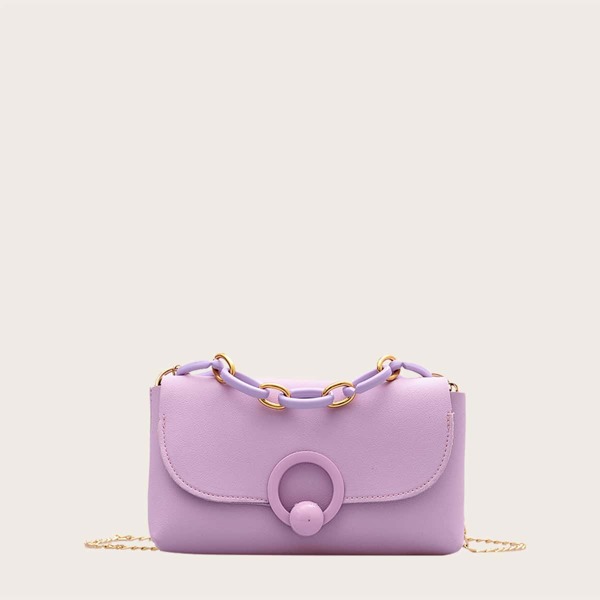 

Girls Minimalist Flap Satchel Bag, Purple