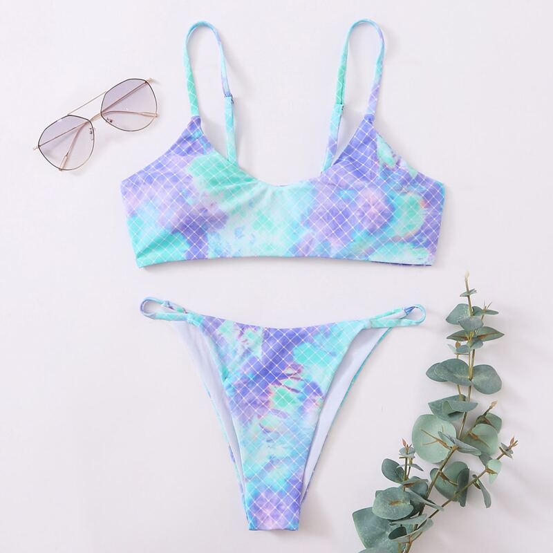 

Tie Dye Thong Bikini Swimsuit, Multicolor