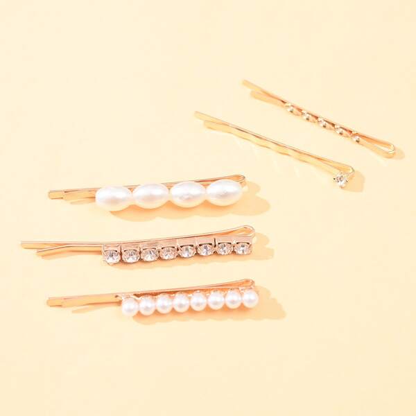 

5pcs Toddler Girls Rhinestone Engraved Bobby Pin, Multicolor