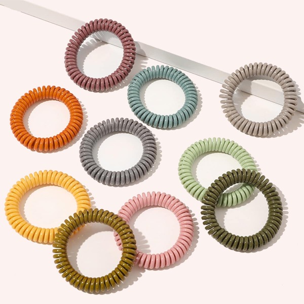 

10pcs Girls Elastic Solid Hair Tie, Multicolor