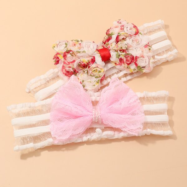 

2pcs Toddler Girls Bow Decor Clear Headband, Multicolor