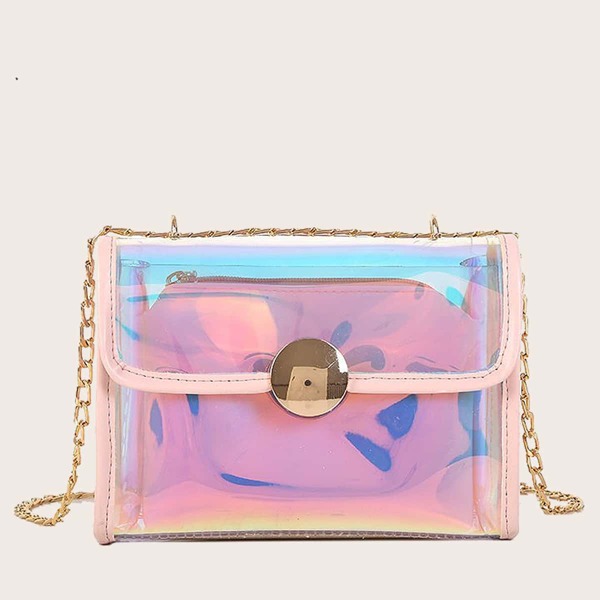 

Girls Holographic Crossbody Bag With Inner Pouch, Multicolor