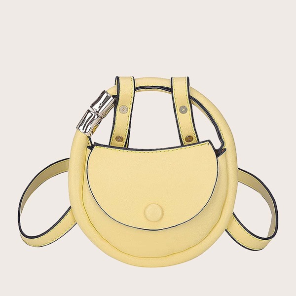 

Girls Minimalist Flap Satchel Bag, Yellow