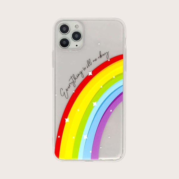 

1pc Rainbow Print iPhone Case, Multicolor