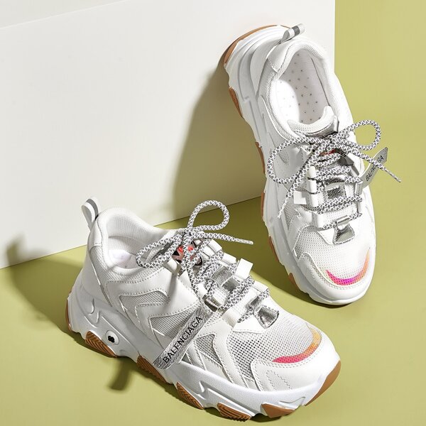 

Mesh Panel Chunky Sneakers, White