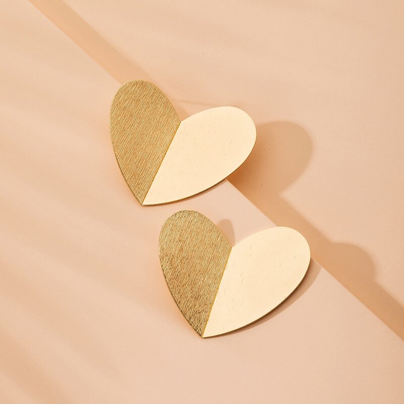 

Heart Shaped Stud Earrings, Gold