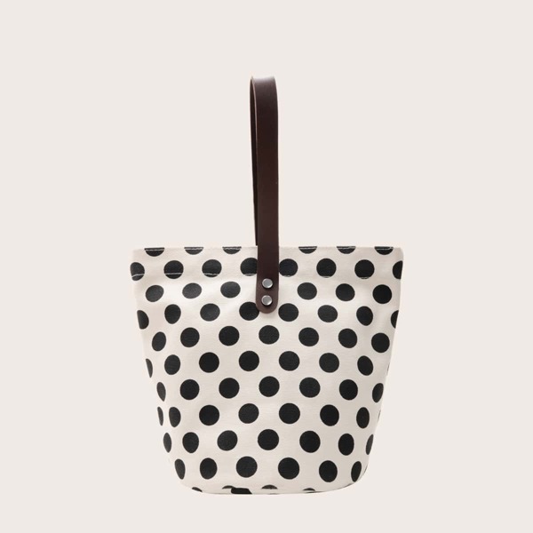 

Polka Dot Bucket Bag, Black
