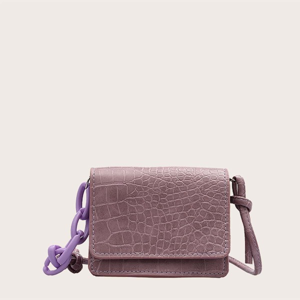

Girls Croc Embossed Flap Crossbody Bag, Purple