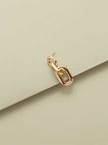 Chain Design Drop Earrings - Yellow Gold - View 2