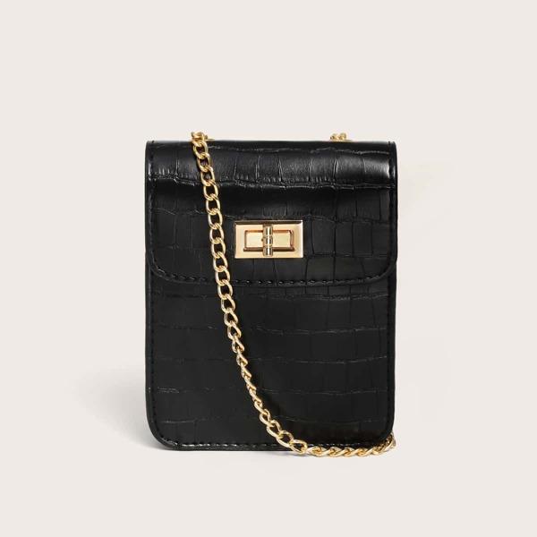 

Mini Twist Lock Chain Bag, Black