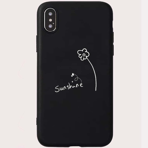 

1шт чехол для iPhone с текстовым принтом, Чёрный