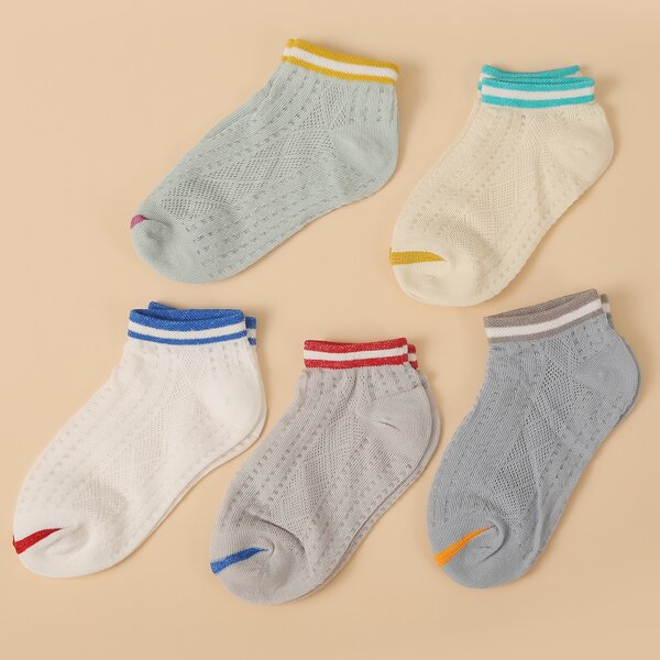 

5pairs Toddler Boys Striped Socks, Multicolor