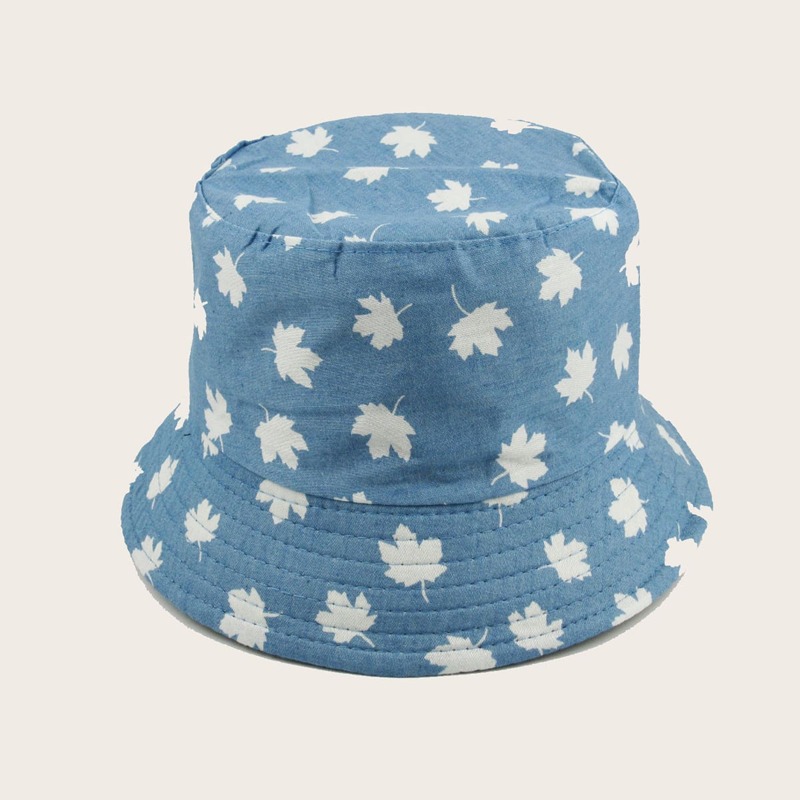 

Maple Pattern Bucket Hat, Baby blue