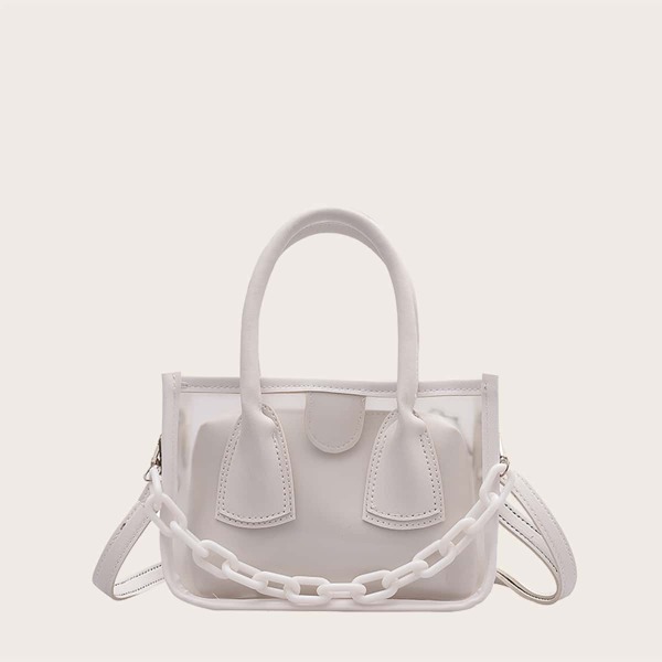 

Girls Clear Satchel Bag With Inner Pouch, White