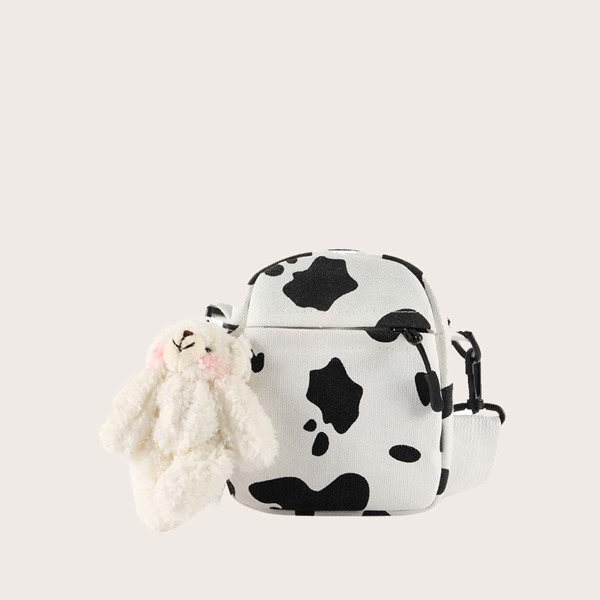 

Kids Cow Pattern Crossbody Bag, White