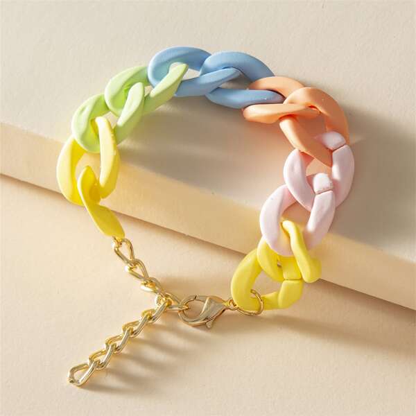 

Colorful Chain Design Bracelet, Multicolor