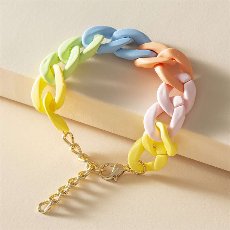

Colorful Chain Design Bracelet, Multicolor