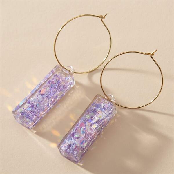 

Sequin Decor Drop Earrings, Purple
