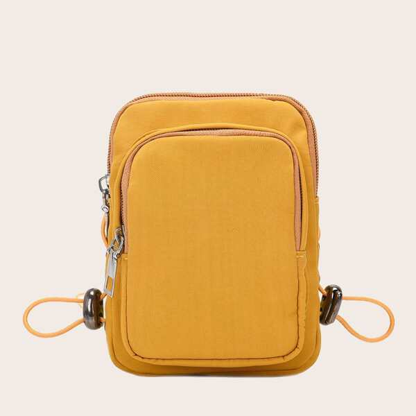 

Girls Minimalist Drawstring Decor Crossbody Bag, Yellow