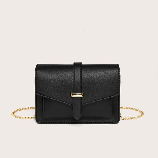 

Flap Chain Crossbody Bag, Black