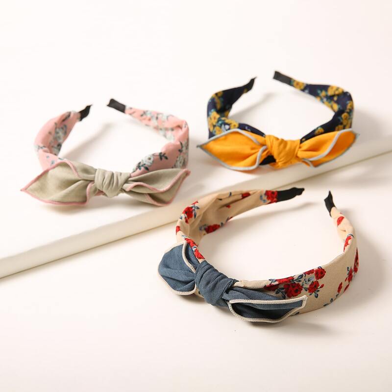

3pcs Flower Pattern Hair Hoop, Multicolor
