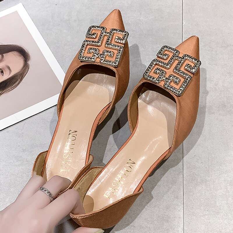 

Rhinestone Point Toe Kitten Heels, Burnt orange