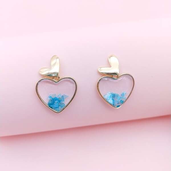 

Heart Shaped Drop Earrings, Gold