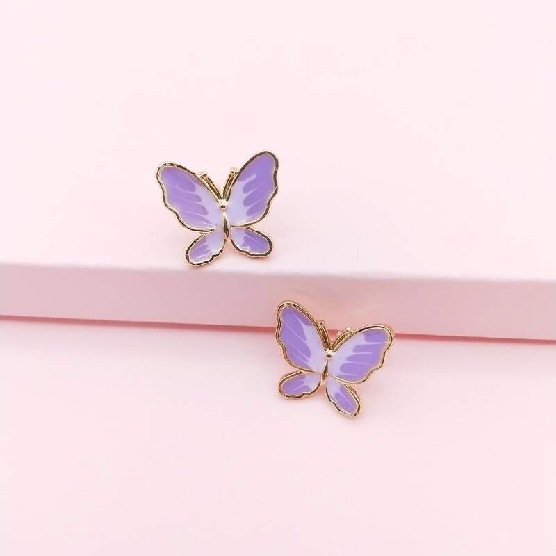 

Butterfly Shaped Stud Earrings, Purple