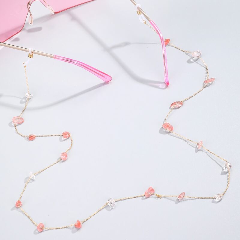 

Natural Stone Charm Sunglasses Chain, Baby pink