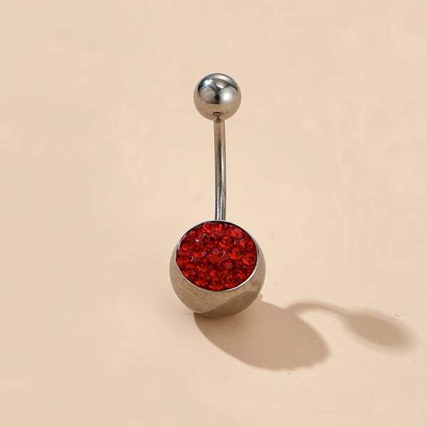 

Rhinestone Engraved Belly Ring, Red