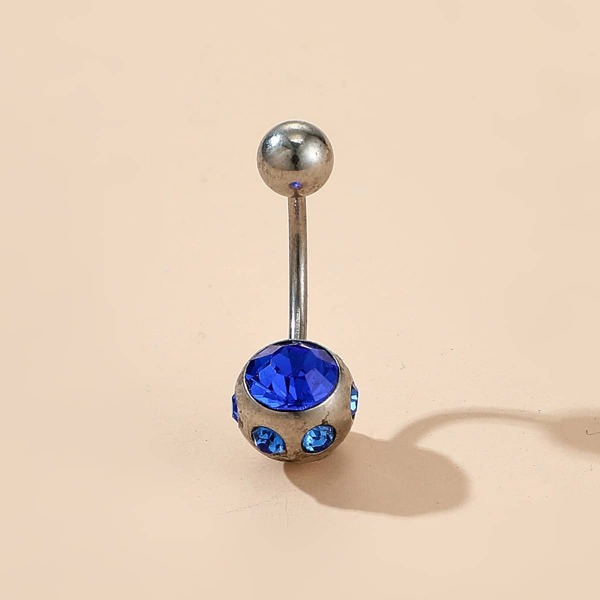 

Rhinestone Engraved Belly Ring, Blue