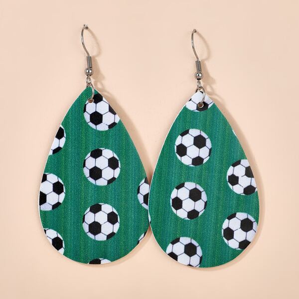 

Waterdrop Shaped Football Pattern Drop Earrings, Silver
