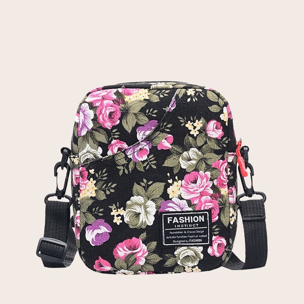

Girls Floral Graphic Crossbody Bag, Black