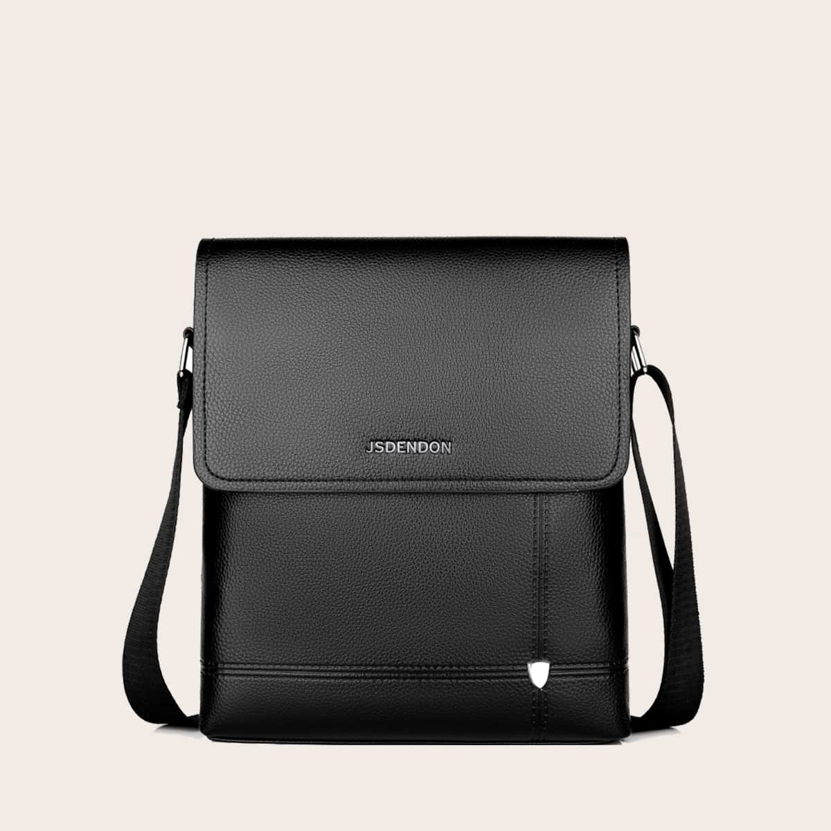 

Guys Letter Graphic Flap Crossbody Bag, Black