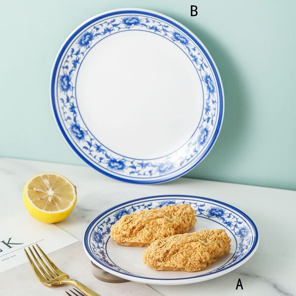 

1pc Flower Print Plate, Blue