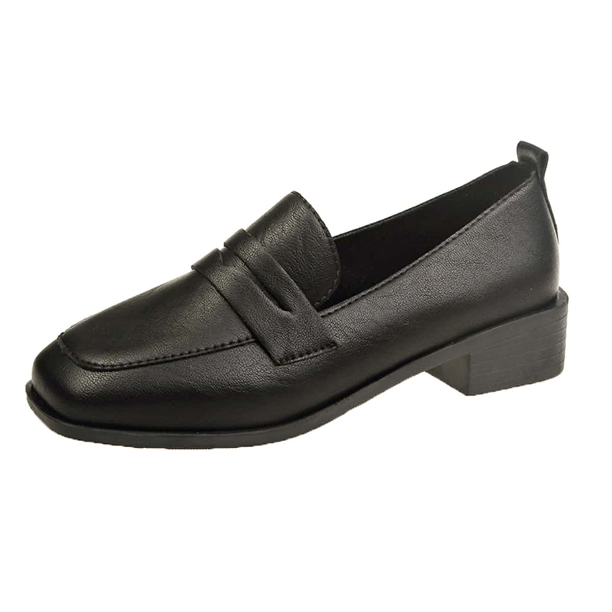 

Solid Slip On Loafers, Black