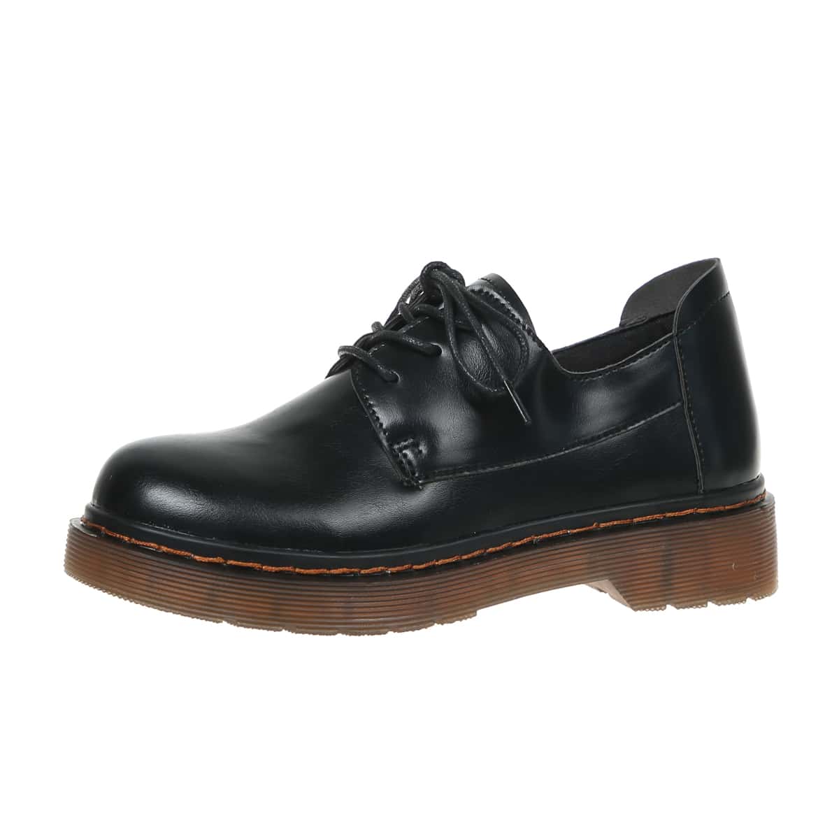 

Lace-up Front Flats, Black