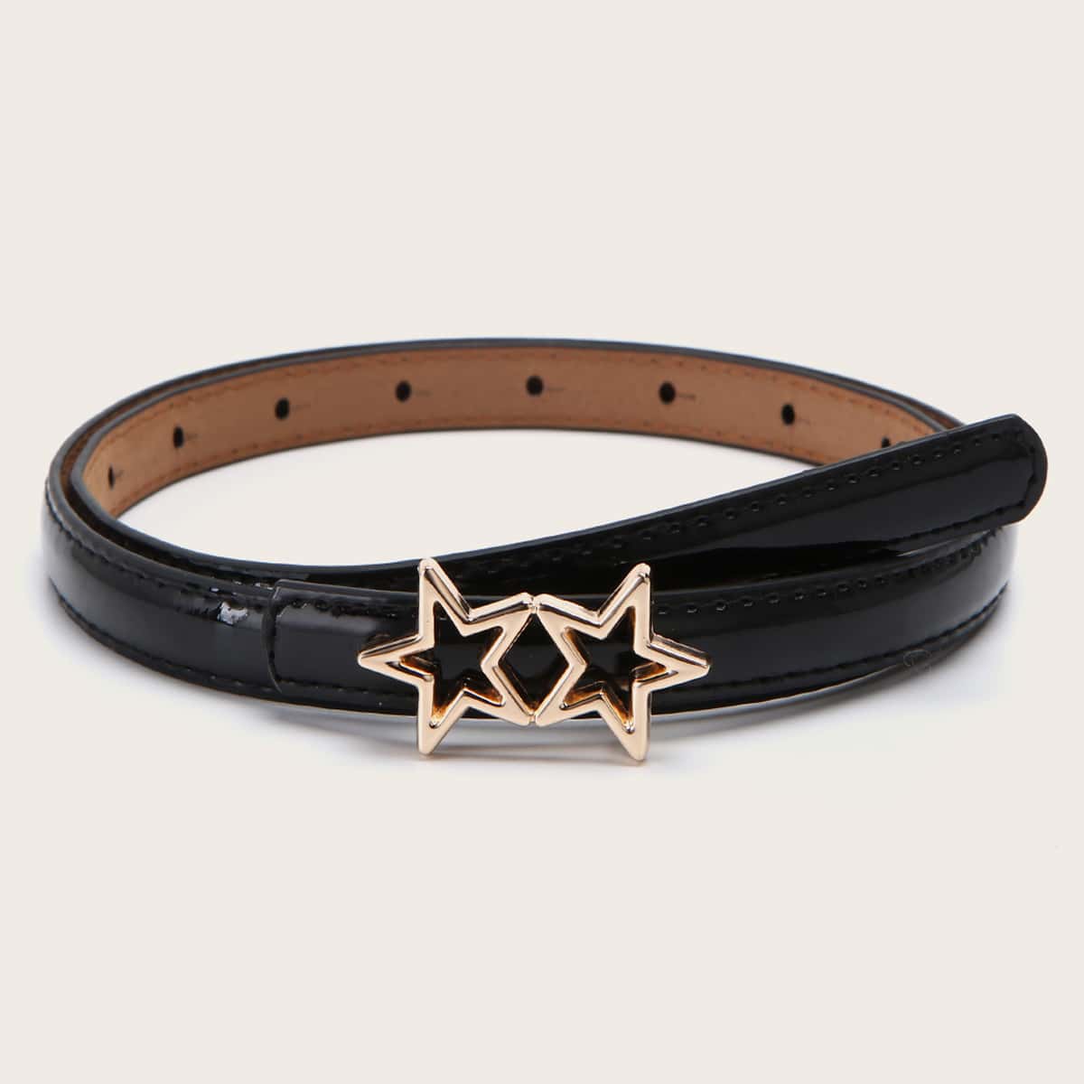 

Double Star Shaped Buckle Belt, Black