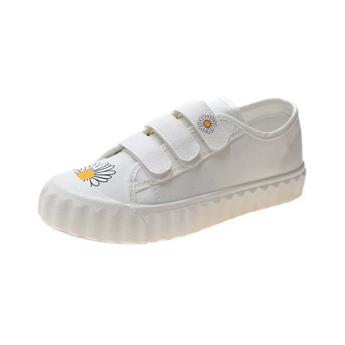 

Daisy Velcro Strap Sneakers, White