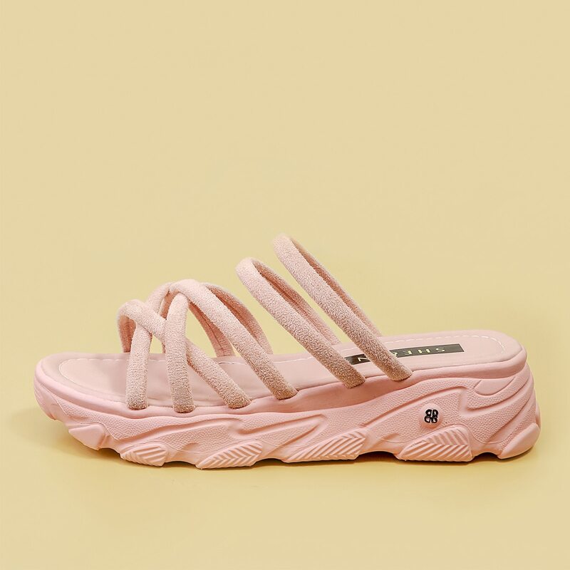 

Strappy Thick Soled Slide Sandals, Pink