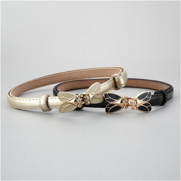 

2pcs Butterfly Buckle Belt, Black